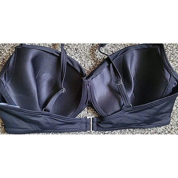 Lands’ End Large 22W DDD Black Bikini Swim Top Twist Front Padded Underwire S623 - Picture 4 of 8